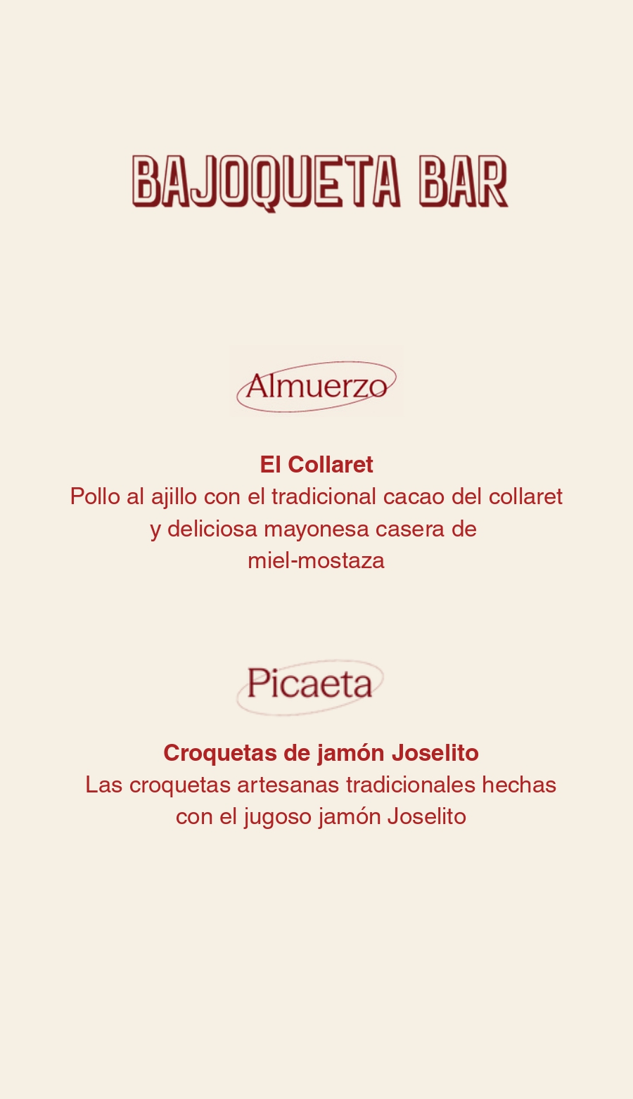 Bajoqueta Bar - Almuerzo y tapa del día.